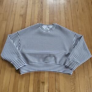 Abercrombie & Fitch Striped Crew Neck Sweater - Black and White